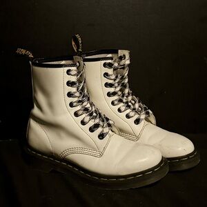 Dr. Martens White Boots with Black Laces